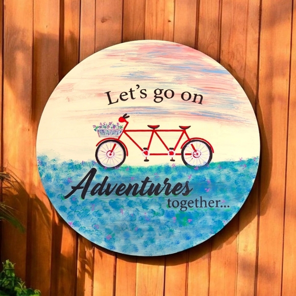 Hand Crafted Other - Handpainted Adventure Bicycle Wall Art Decor